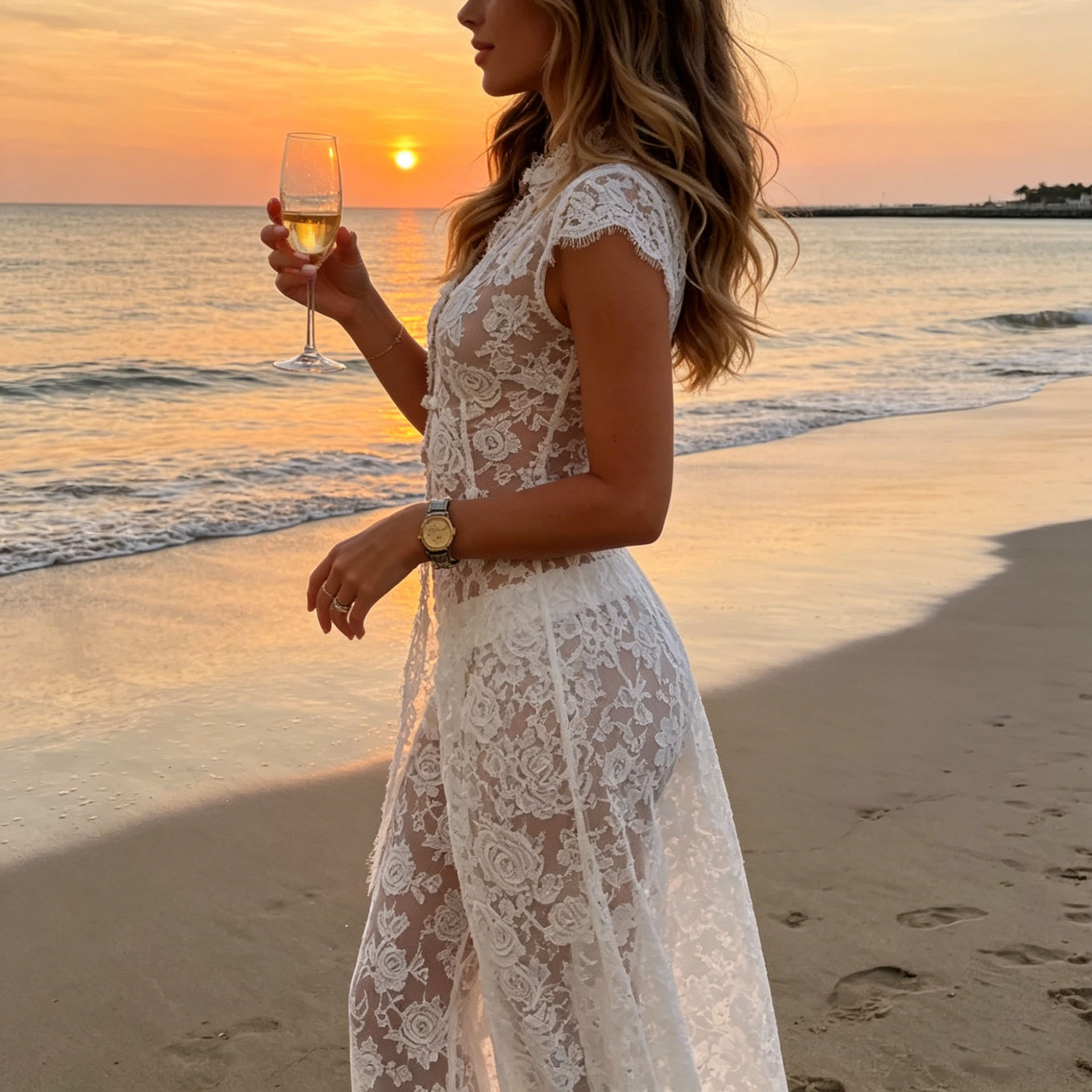 Kimono Sheer Floral - طقم نسائي مكون من قطعتين: كيمونو