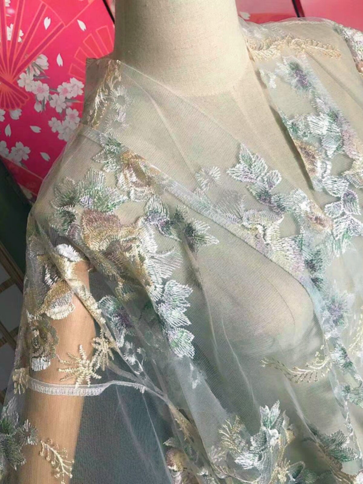 كيمونو طويل بتصميم ياباني مع ت - مراجعة Kimono Sheer Floral وسعره