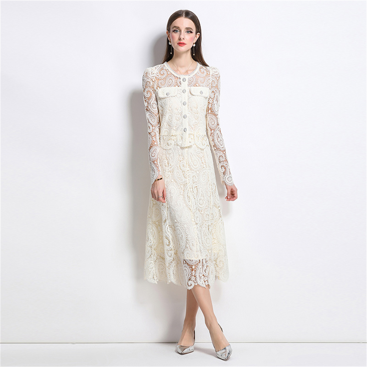 الربيع الحلو الدانتيل زهرة الت - مراجعة Midi Skirt Floral وسعره