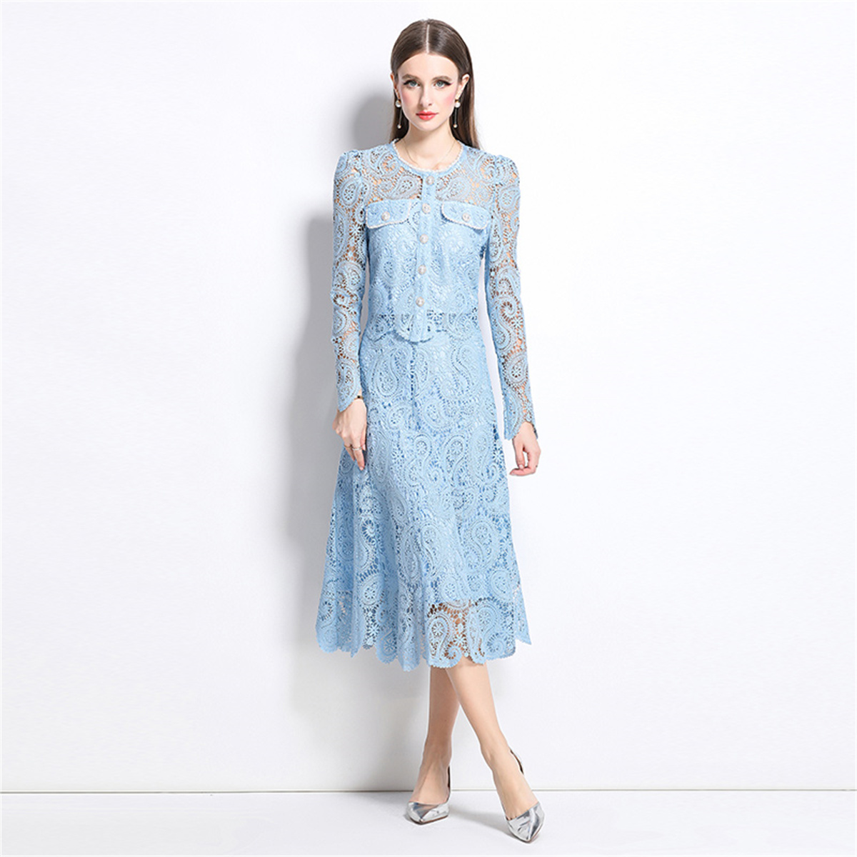 الربيع الحلو الدانتيل زهرة الت - مراجعة Midi Skirt Floral وسعره