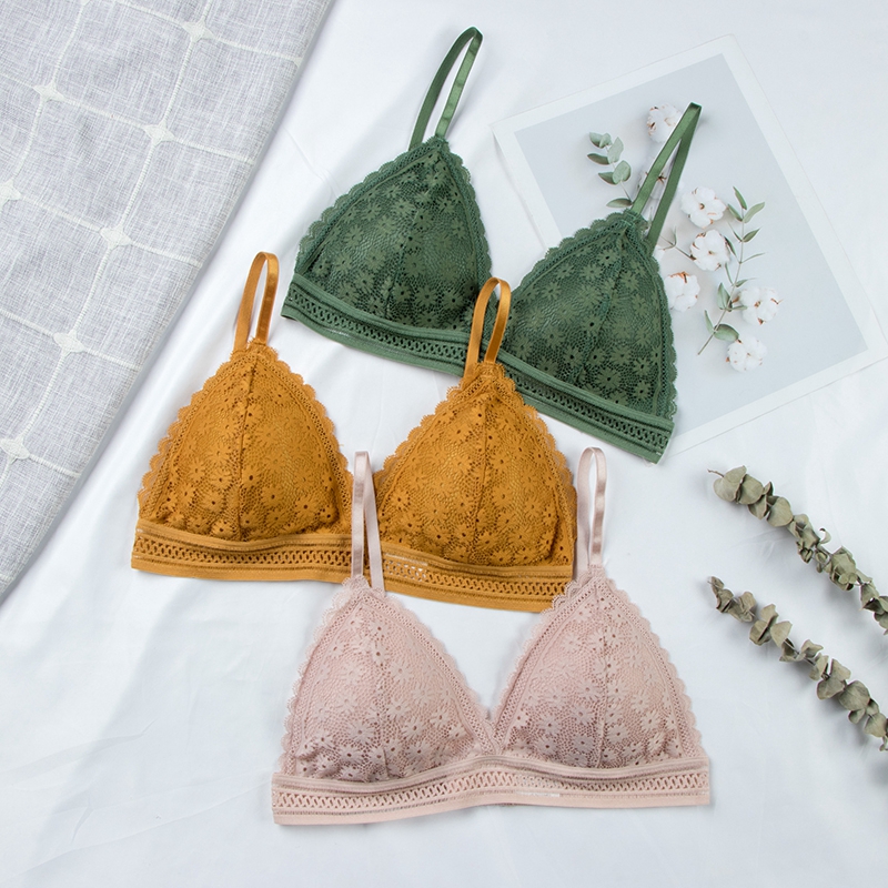 مثير الأزهار الدانتيل الصدرية  - مراجعة Bralette Triangle Set وسعره