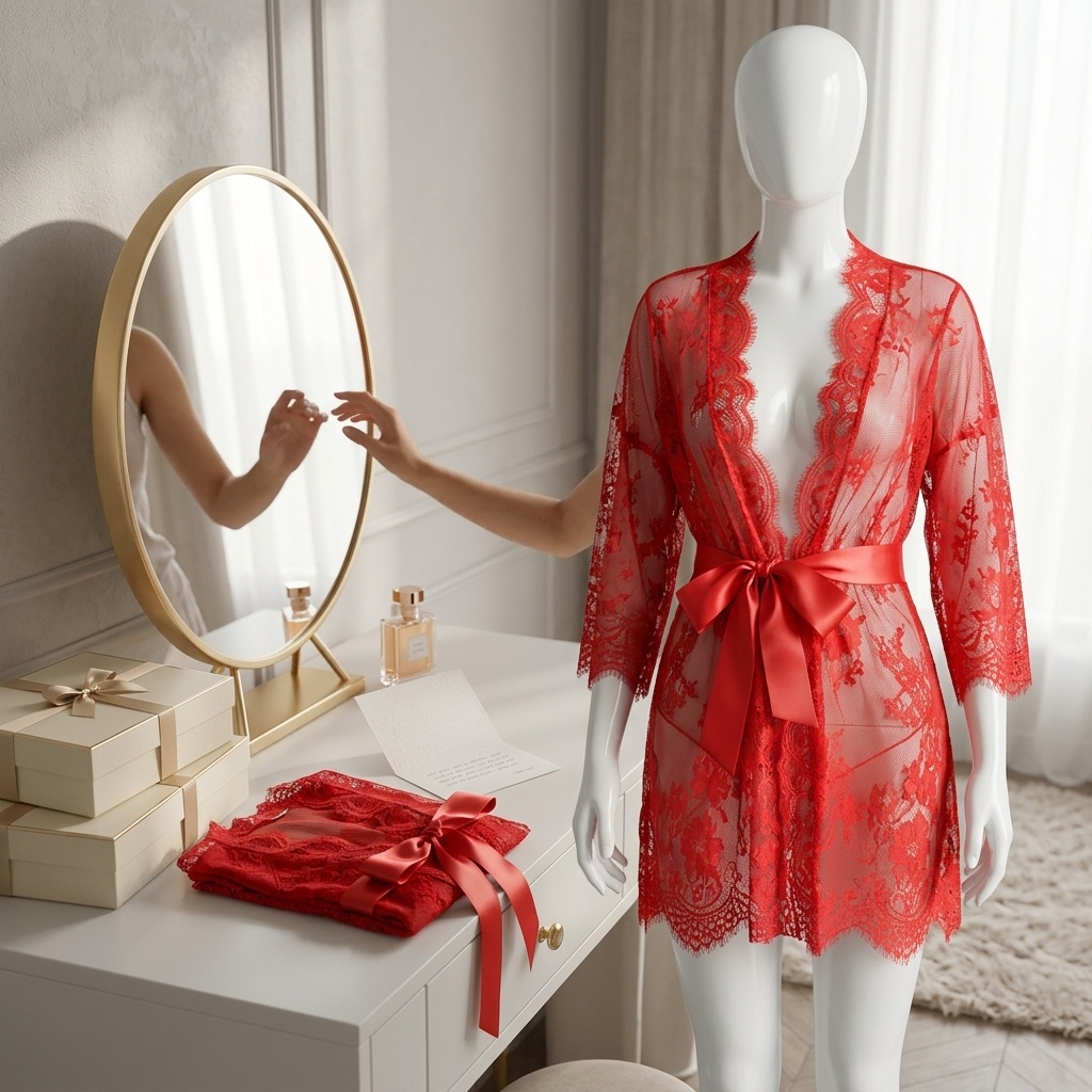 روب نوم نسائي شفاف من الدانتيل - مراجعة Kimono Sheer Floral وسعره
