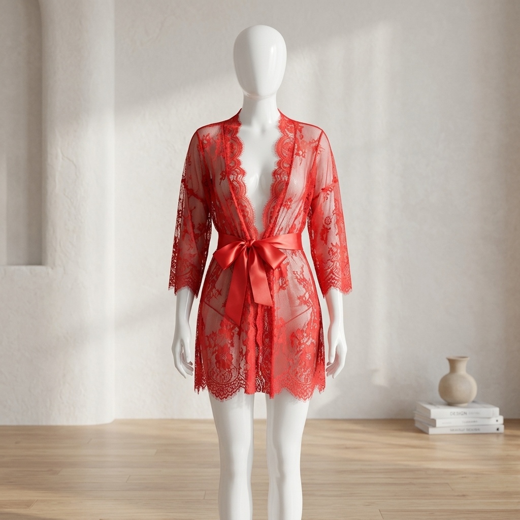 روب نوم نسائي شفاف من الدانتيل - مراجعة Kimono Sheer Floral وسعره